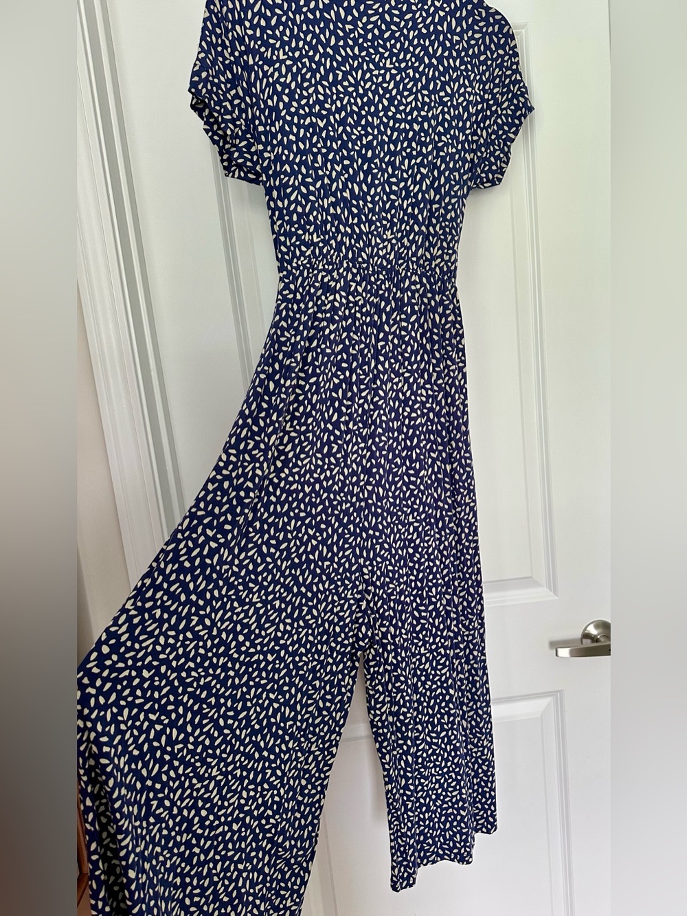 Women's Navy Blue Printed Nursing Jumpsuit with Imperfection